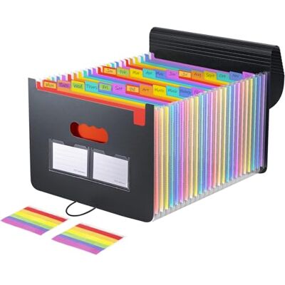 Carehabi Office Document Holder, 25 Compartments Organisers Sorter Document Storage Paper, Expandable Portable Accordion Folder with Cover and Coloured Tabs Carehabi Office Document Holder, 25 Compartments Organisers Sorter Document Storage Paper, Expandable Portable Accordion Folder with Cover and Coloured Tabs