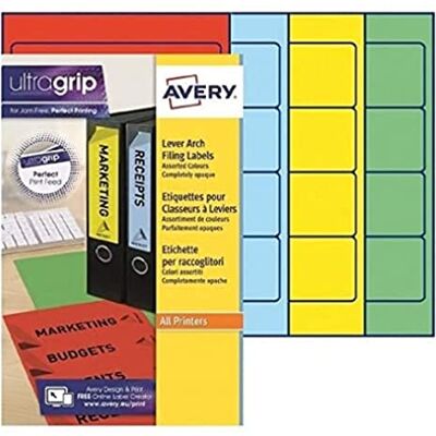 Avery 80 Folder Spine Labels 192 x 61 mm Assorted Avery 80 Folder Spine Labels 192 x 61 mm Assorted