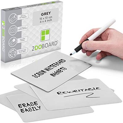 2DOBOARD Magnetic Notes or Magnetic Sticky Notes 6 x 4 Inch Set of 25 Pieces (Grey) 2DOBOARD Magnetic Notes or Magnetic Sticky Notes 6 x 4 Inch Set of 25 Pieces (Grey)