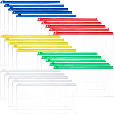 Leinuosen 50 Pieces Zip Plastic Envelopes File Bag Bill Bag Pencil Case Letter Size (5 Colors) Leinuosen 50 Pieces Zip Plastic Envelopes File Bag Bill Bag Pencil Case Letter Size (5 Colors)