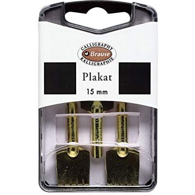 Brause 375515B Writing nibs for nib holders Box of 3 Plakat 15 mm metal nibs Dessin Drawing Lettering Manufactured in Germany Calligraphy Brause 375515B Writing nibs for nib holders Box of 3 Plakat 15 mm metal nibs Dessin Drawing Lettering Manufactured in Germany Calligraphy