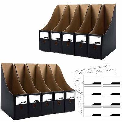 ANSSDO 12 Pack Cardboard Magazine Holder Premium Magazine File Holder Black Magazine Organizer, Magazine Storage Box, Large Volume Magazine File Organizer as Book Bins or Folder Holder for Desk Easy Assemble and Label Included; Large Volume Recycable Ca ANSSDO 12 Pack Cardboard Magazine Holder Premium Magazine File Holder Black Magazine Organizer, Magazine Storage Box, Large Volume Magazine File Organizer as Book Bins or Folder Holder for Desk Easy Assemble and Label Included; Large Volume Recycable Ca