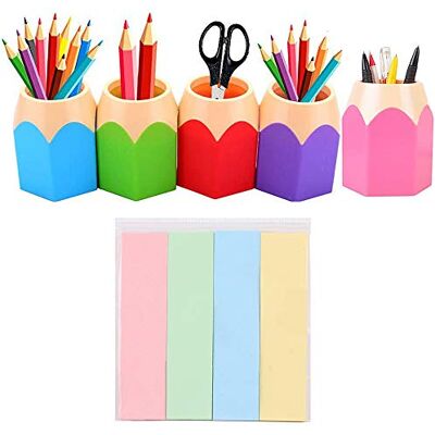 Lifreer 5 Pcs Pen Pot & Pencil Pot for Desk, Pen & Pencil Holder for Home Desk Tidy Organiser for Office Supplies, Desktop Stationery Storage for School, Classroom Essentials, With 400 Sticky Notes Lifreer 5 Pcs Pen Pot & Pencil Pot for Desk, Pen & Pencil Holder for Home Desk Tidy Organiser for Office Supplies, Desktop Stationery Storage for School, Classroom Essentials, With 400 Sticky Notes