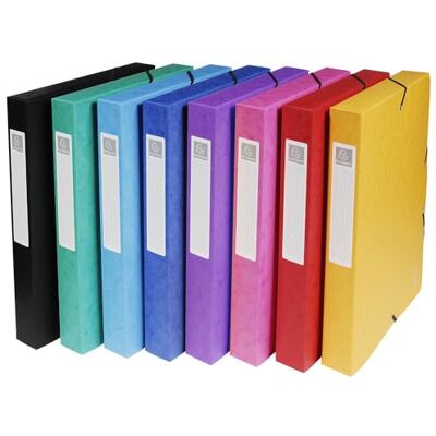 Exacompta Ref 50400E Elasticated Filing Boxes 240 x 320mm in Size, Suitable for A4 Documents, 40mm Spine with Label Assorted Colours (Pack of 8) Exacompta Ref 50400E Elasticated Filing Boxes 240 x 320mm in Size, Suitable for A4 Documents, 40mm Spine with Label Assorted Colours (Pack of 8)