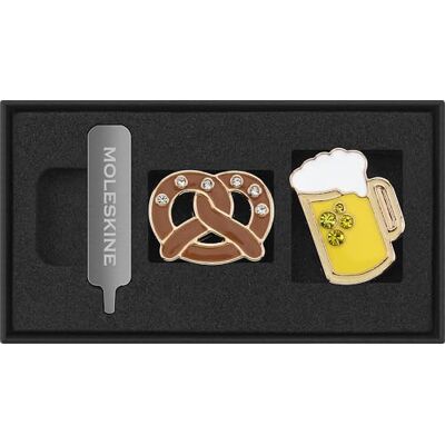 Moleskine Country Themed Pins,Pretzel and Beer Stein Set, Germany, for Notebooks and Planners, Decorative Accessories and Gift Idea Moleskine Country Themed Pins,Pretzel and Beer Stein Set, Germany, for Notebooks and Planners, Decorative Accessories and Gift Idea