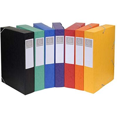 Exacompta Ref 16000H Cartobox Elasticated Filing Boxes, 25x33 cm Suitable for A4+ Documents, 60 mm Spine and Made From Pressboard, Pack of 10 Assorted Colours Filing Boxes Exacompta Ref 16000H Cartobox Elasticated Filing Boxes, 25x33 cm Suitable for A4+ Documents, 60 mm Spine and Made From Pressboard, Pack of 10 Assorted Colours Filing Boxes