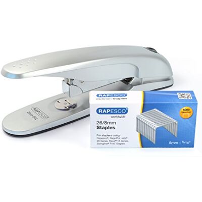 Rapesco 1279 Zero-01L Stapler, 50 Sheet Capacity, & 5000 x 26/8mm Staples, Silver Rapesco 1279 Zero-01L Stapler, 50 Sheet Capacity, & 5000 x 26/8mm Staples, Silver