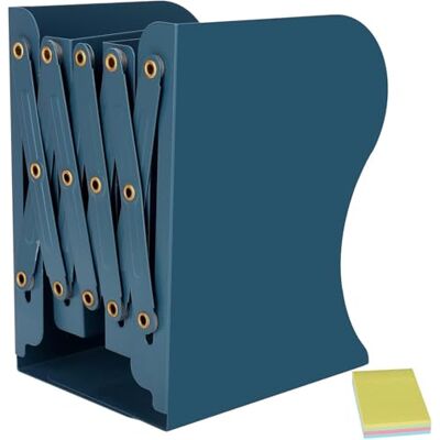 DARUITE Metal Adjustable Book Ends for Shelves, Book Stopper, Blue Bookends for Home, Office, School and Library, Ideal for Books, Folders, Magazines and Binders, Students and Teachers DARUITE Metal Adjustable Book Ends for Shelves, Book Stopper, Blue Bookends for Home, Office, School and Library, Ideal for Books, Folders, Magazines and Binders, Students and Teachers