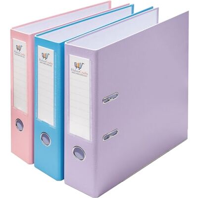 Habercrafts A4 Lever Arch Files 18 Pack Assorted Pastel Colors (Pink Lilac Blue) Durable Plastic on Board, Locking Mechanism, Replaceable Spine Labels, Ring Binder, Office File Organizer (18 Pack) Habercrafts A4 Lever Arch Files 18 Pack Assorted Pastel Colors (Pink Lilac Blue) Durable Plastic on Board, Locking Mechanism, Replaceable Spine Labels, Ring Binder, Office File Organizer (18 Pack)