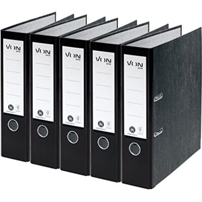Leitz VON 10531095 Pack of 5 A4 Folders, 100% Recycled Cardboard, for 600 Sheets, 80 mm Spine Width, Classic Marbled, Blue Angel & FSC Certified, for School, Study & Home, Black, Pack of 5 Leitz VON 10531095 Pack of 5 A4 Folders, 100% Recycled Cardboard, for 600 Sheets, 80 mm Spine Width, Classic Marbled, Blue Angel & FSC Certified, for School, Study & Home, Black, Pack of 5
