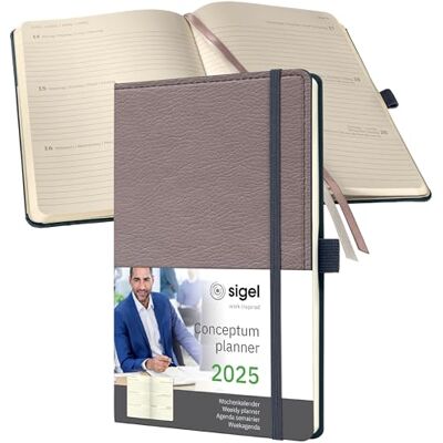 Sigel C2551 Conceptum Weekly Planner 2025, Design Taupe, 13,5 x 20,3 cm, hardcover, 192 Pages, Taupe Sigel C2551 Conceptum Weekly Planner 2025, Design Taupe, 13,5 x 20,3 cm, hardcover, 192 Pages, Taupe