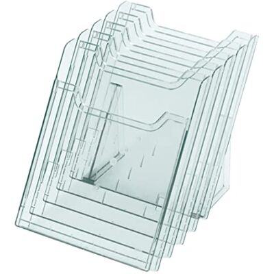 Exacompta Ref 60258D Desk Literature Holder 345 x 238 x 259mm in Size, Suitable for A4 Portrait Documents, 5 Pockets, 26mm Pocket Depth Transparent Clear Exacompta Ref 60258D Desk Literature Holder 345 x 238 x 259mm in Size, Suitable for A4 Portrait Documents, 5 Pockets, 26mm Pocket Depth Transparent Clear