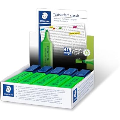 STAEDTLER 364-5 Textsurfer Classic Highlighter Green (Box of 10) STAEDTLER 364-5 Textsurfer Classic Highlighter Green (Box of 10)