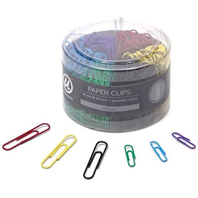 U Brands Paper Clips, Medium 1-1/8-Inch and Large 2-Inch Sizes, Assorted Colors, 450-Count 661U08-24 U Brands Paper Clips, Medium 1-1/8-Inch and Large 2-Inch Sizes, Assorted Colors, 450-Count 661U08-24