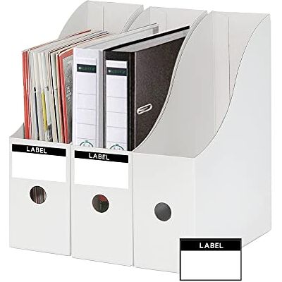 JINCHIDA 3 Pack Magazine File Holder with 3 Labels,Cardboard Magazine Holder for Files,Document Folder Holders A (White, 3 PACK) JINCHIDA 3 Pack Magazine File Holder with 3 Labels,Cardboard Magazine Holder for Files,Document Folder Holders A (White, 3 PACK)
