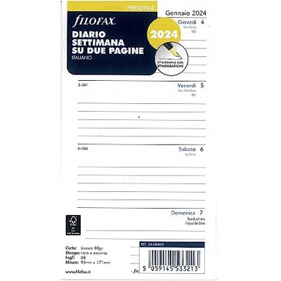 Filofax Personal 2024 Weekly Planner Diary Italian Filofax Personal 2024 Weekly Planner Diary Italian