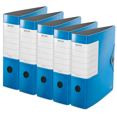 Leitz Quality Folder 180° Solid, Pack of 5, A4, Light Blue, 8.2 cm Spine Width, Elastic Closure, Robust Polyfoam, Extra Wide, Interchangeable Spine Label, 11120030 Leitz Quality Folder 180° Solid, Pack of 5, A4, Light Blue, 8.2 cm Spine Width, Elastic Closure, Robust Polyfoam, Extra Wide, Interchangeable Spine Label, 11120030