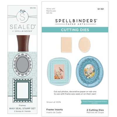 Spellbinders 2 Pack Frames Wax Seal Stamps & Dies Bundle from The Holiday Magic Collection, Wood Spellbinders 2 Pack Frames Wax Seal Stamps & Dies Bundle from The Holiday Magic Collection, Wood