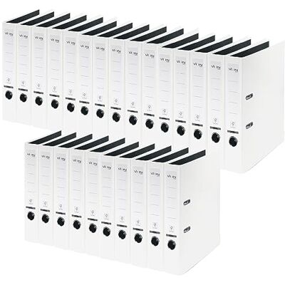 Leitz VON A4 Folder, Pack of 25, Cardboard with Plastic Cover, 50 mm Spine Width, for 350 Sheets, Blue Angel & FSC Certified, for School, Study & Home, White, 10560001 Leitz VON A4 Folder, Pack of 25, Cardboard with Plastic Cover, 50 mm Spine Width, for 350 Sheets, Blue Angel & FSC Certified, for School, Study & Home, White, 10560001