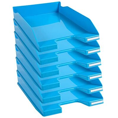 Exacompta Ref. 113282D set of 6 COMBO MIDI letter trays dimensions 34.6 x 25.5x 6.5 cm for A4 + format documents glossy turquoise blue color Exacompta Ref. 113282D set of 6 COMBO MIDI letter trays dimensions 34.6 x 25.5x 6.5 cm for A4 + format documents glossy turquoise blue color