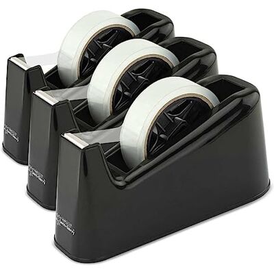Rapesco 1740 3 Heavy-Duty Tape Dispensers 500 and 3 Clear Tape Rolls Rapesco 1740 3 Heavy-Duty Tape Dispensers 500 and 3 Clear Tape Rolls