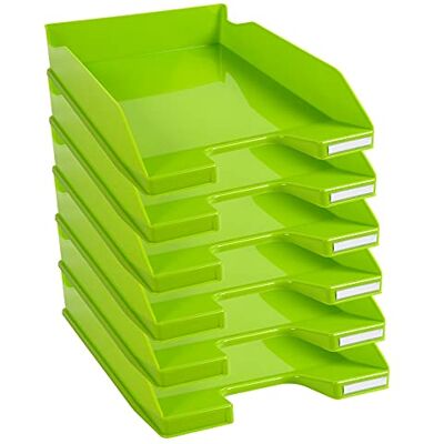 Exacompta Ref. 113225D set of 6 COMBO MIDI letter trays dimensions 34.6 x 25.5x 6.5 cm for A4 + format documents glossy anise green color Exacompta Ref. 113225D set of 6 COMBO MIDI letter trays dimensions 34.6 x 25.5x 6.5 cm for A4 + format documents glossy anise green color