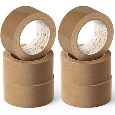 OFITURIA 6 Rolls Eco-Friendly Kraft Paper Tape Brown 48mm x 45m Kraft Paper OFITURIA 6 Rolls Eco-Friendly Kraft Paper Tape Brown 48mm x 45m Kraft Paper