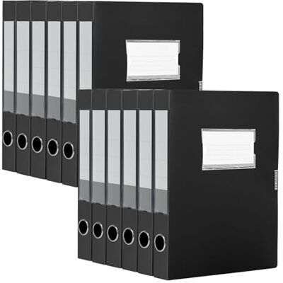 Woobroo 12 PCS Box File, Black Plastic Box File 75mm Spine A4 Box Files for Office School Paperwork Storage Paper Documents Files Photos Woobroo 12 PCS Box File, Black Plastic Box File 75mm Spine A4 Box Files for Office School Paperwork Storage Paper Documents Files Photos