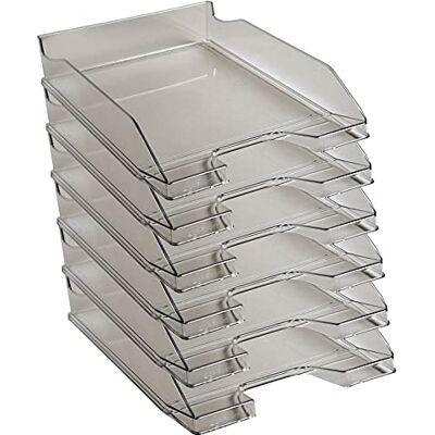 Exacompta Ref. 113227D set of 6 COMBO MIDI letter trays dimensions 34.6 x 25.5x 6.5 cm for documents in A4 + format transparent glossy gray color Exacompta Ref. 113227D set of 6 COMBO MIDI letter trays dimensions 34.6 x 25.5x 6.5 cm for documents in A4 + format transparent glossy gray color
