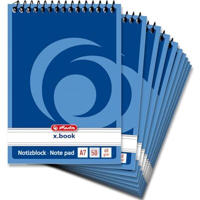 Herlitz 110718 A7 Spiral Notebook 50 Sheets Pack of 10 Herlitz 110718 A7 Spiral Notebook 50 Sheets Pack of 10