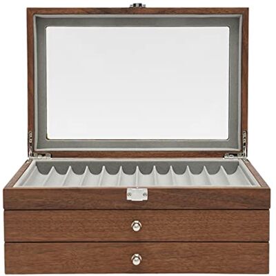HHEMSTD 34 Slots Pen Holders Walnut Wood Fountain Pen Box 3 Tiers Retro Pen Storage Box for Storing Different Types of Pens Walnut Color HHEMSTD 34 Slots Pen Holders Walnut Wood Fountain Pen Box 3 Tiers Retro Pen Storage Box for Storing Different Types of Pens Walnut Color