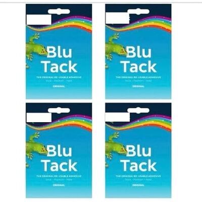 Aplins 4 x Blu Tack, Multipurpose Reusable Adhesive, Clean, Safe & Easy to Use, Non-Toxic, Handy Size, Colour: Blue, Blu Tac Original Home School Office Walls DIY Strong Hold Aplins 4 x Blu Tack, Multipurpose Reusable Adhesive, Clean, Safe & Easy to Use, Non-Toxic, Handy Size, Colour: Blue, Blu Tac Original Home School Office Walls DIY Strong Hold