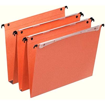Esselte Dual Vertical Suspension Files, A4, 30mm Capacity, Pack of 25 Connectable Files, Tabs Included, Orange, Orgarex Range, 21633 Esselte Dual Vertical Suspension Files, A4, 30mm Capacity, Pack of 25 Connectable Files, Tabs Included, Orange, Orgarex Range, 21633