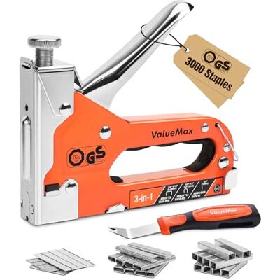 ValueMax Staple Gun 3 in 1, Heavy Duty Stapler with 3000 Staples (Type 140/28/8) & Remover, TÜV GS Tested Professional Tackers, Adjustable Force Upholstery Staple Gun for Decoration, Carpentry, DIY ValueMax Staple Gun 3 in 1, Heavy Duty Stapler with 3000 Staples (Type 140/28/8) & Remover, TÜV GS Tested Professional Tackers, Adjustable Force Upholstery Staple Gun for Decoration, Carpentry, DIY