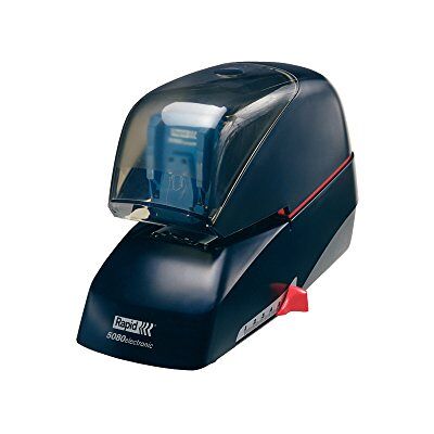 Rapid Supreme 5080e Contactless Electric Stapler, 80 Sheet Capacity, Mains Powered with global Plug, Flat Clinch Stapling, Staples Included, Metal and Plastic, Black, 20993410 Rapid Supreme 5080e Contactless Electric Stapler, 80 Sheet Capacity, Mains Powered with global Plug, Flat Clinch Stapling, Staples Included, Metal and Plastic, Black, 20993410