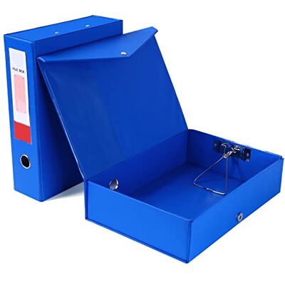 Srvnpioy 2 Pack Box Files 88mm Spine, Plastic A4 Archive Box Folders Lock Spring with Ring Pull and Catch, A4 File Organiser Holders Plastic Document Box File for School Office Stationery, Blue Srvnpioy 2 Pack Box Files 88mm Spine, Plastic A4 Archive Box Folders Lock Spring with Ring Pull and Catch, A4 File Organiser Holders Plastic Document Box File for School Office Stationery, Blue