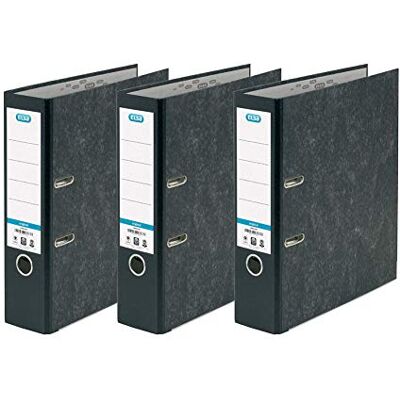 Elba A4 Lever Arch Files, Black Cloud Effect, Durable Matt Paper-on-Board Filing Folders, 80 mm Spine Holds Up to 560 Sheets, Pack of 3 Elba A4 Lever Arch Files, Black Cloud Effect, Durable Matt Paper-on-Board Filing Folders, 80 mm Spine Holds Up to 560 Sheets, Pack of 3
