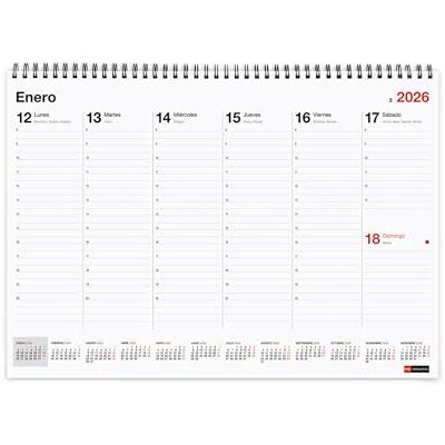 Miquelrius Weekly Planner 2026 Basic, Desktop Planning, A3 Calendar: 420 x 296 mm, with Writing Space, Vade Week to View, Double Spiral Binding, Spanish Miquelrius Weekly Planner 2026 Basic, Desktop Planning, A3 Calendar: 420 x 296 mm, with Writing Space, Vade Week to View, Double Spiral Binding, Spanish