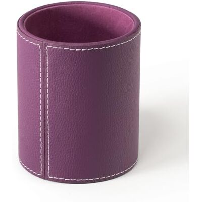 Osco Faux Leather Pen Pot, Desk Pencil Holder with Wipe-Clean Finish, Compact Round Desk Organizer for Pens, Pencils & Brushes, 10.5cm H x 8.7cm Dia, Purple Osco Faux Leather Pen Pot, Desk Pencil Holder with Wipe-Clean Finish, Compact Round Desk Organizer for Pens, Pencils & Brushes, 10.5cm H x 8.7cm Dia, Purple