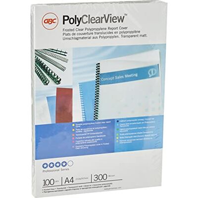GBC IB386848 PolyClearView Binding Covers, 300 micron, A4, Frost, Pack of 100 GBC IB386848 PolyClearView Binding Covers, 300 micron, A4, Frost, Pack of 100