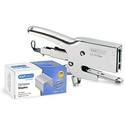 Rapesco 1306 Heavy-Duty HD-73 Plier Stapler, 2000 Type 73/12 mm Staples 70 Sheet Capacity, Chrome Rapesco 1306 Heavy-Duty HD-73 Plier Stapler, 2000 Type 73/12 mm Staples 70 Sheet Capacity, Chrome