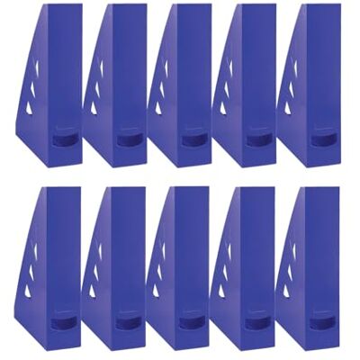 OFFICER PRODUCTS Magazine File Modern Design / Pack of 10 / A4 Colour: Blue / Hard Plastic / Openwork / Desk Organiser for Magazines / Shatterproof 21215521-01 OFFICER PRODUCTS Magazine File Modern Design / Pack of 10 / A4 Colour: Blue / Hard Plastic / Openwork / Desk Organiser for Magazines / Shatterproof 21215521-01