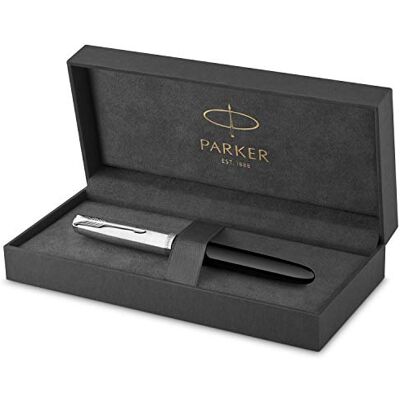 PARKER 51 Fountain Pen Black Barrel with Chrome Trim Fine Nib with Black Ink Cartridge Gift Box PARKER 51 Fountain Pen Black Barrel with Chrome Trim Fine Nib with Black Ink Cartridge Gift Box