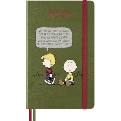 Moleskine Peanuts 12-Month Undated Planner, Large Size 13x21 cm Schroeder Design, Weekly Layout Planner with Notes Space, Hard Cover, Themed Stickers, 208 Pages Moleskine Peanuts 12-Month Undated Planner, Large Size 13x21 cm Schroeder Design, Weekly Layout Planner with Notes Space, Hard Cover, Themed Stickers, 208 Pages