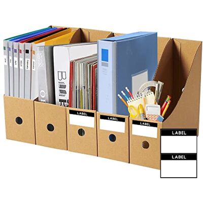 JINCHIDA 5 Pack Magazine File Holder with 5 Labels,Cardboard Magazine Holder for Files,Document Folder Holders A (Kraft, 5 PACK) JINCHIDA 5 Pack Magazine File Holder with 5 Labels,Cardboard Magazine Holder for Files,Document Folder Holders A (Kraft, 5 PACK)