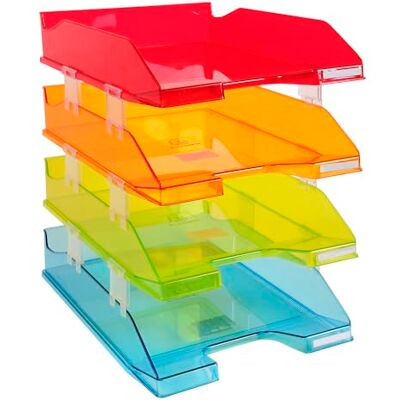 Exacompta Set of 4 letter trays Combo Midi 4 assorted colours Exacompta Set of 4 letter trays Combo Midi 4 assorted colours