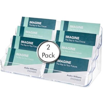 Deflecto Business Card Holder 4 Tier 8 Pocket Landscape Pack of 2 Clear Deflecto Business Card Holder 4 Tier 8 Pocket Landscape Pack of 2 Clear