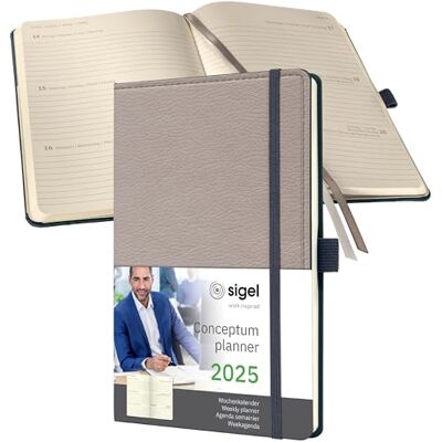 Sigel C2553 Conceptum Weekly Planner 2025, Design Beige, 13,5 x 20,3 cm, hardcover, 192 Pages, Beige Sigel C2553 Conceptum Weekly Planner 2025, Design Beige, 13,5 x 20,3 cm, hardcover, 192 Pages, Beige
