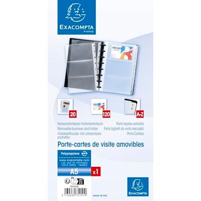 Exacompta Ref 86111E Box of 100 Refills for Removable Business Card Holders with Rings (Ref 75151E) A5-Size 6 Business Cards per Page Dimensions 13 x 21 cm Exacompta Ref 86111E Box of 100 Refills for Removable Business Card Holders with Rings (Ref 75151E) A5-Size 6 Business Cards per Page Dimensions 13 x 21 cm