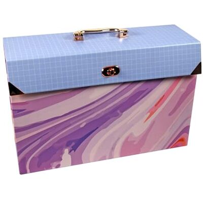 Cathedral Products Purple Abstract 19-Pocket Expanding Box File with Rose Gold-Coloured Accents Stylish Document Organiser A4 Size Cathedral Products Purple Abstract 19-Pocket Expanding Box File with Rose Gold-Coloured Accents Stylish Document Organiser A4 Size